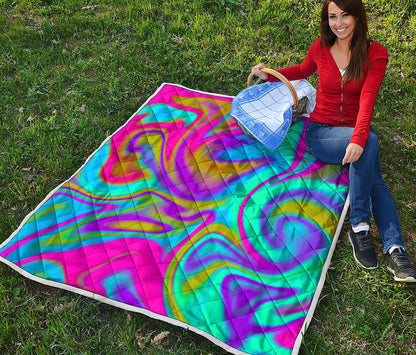 Neon Psychedelic Trippy Print Quilt