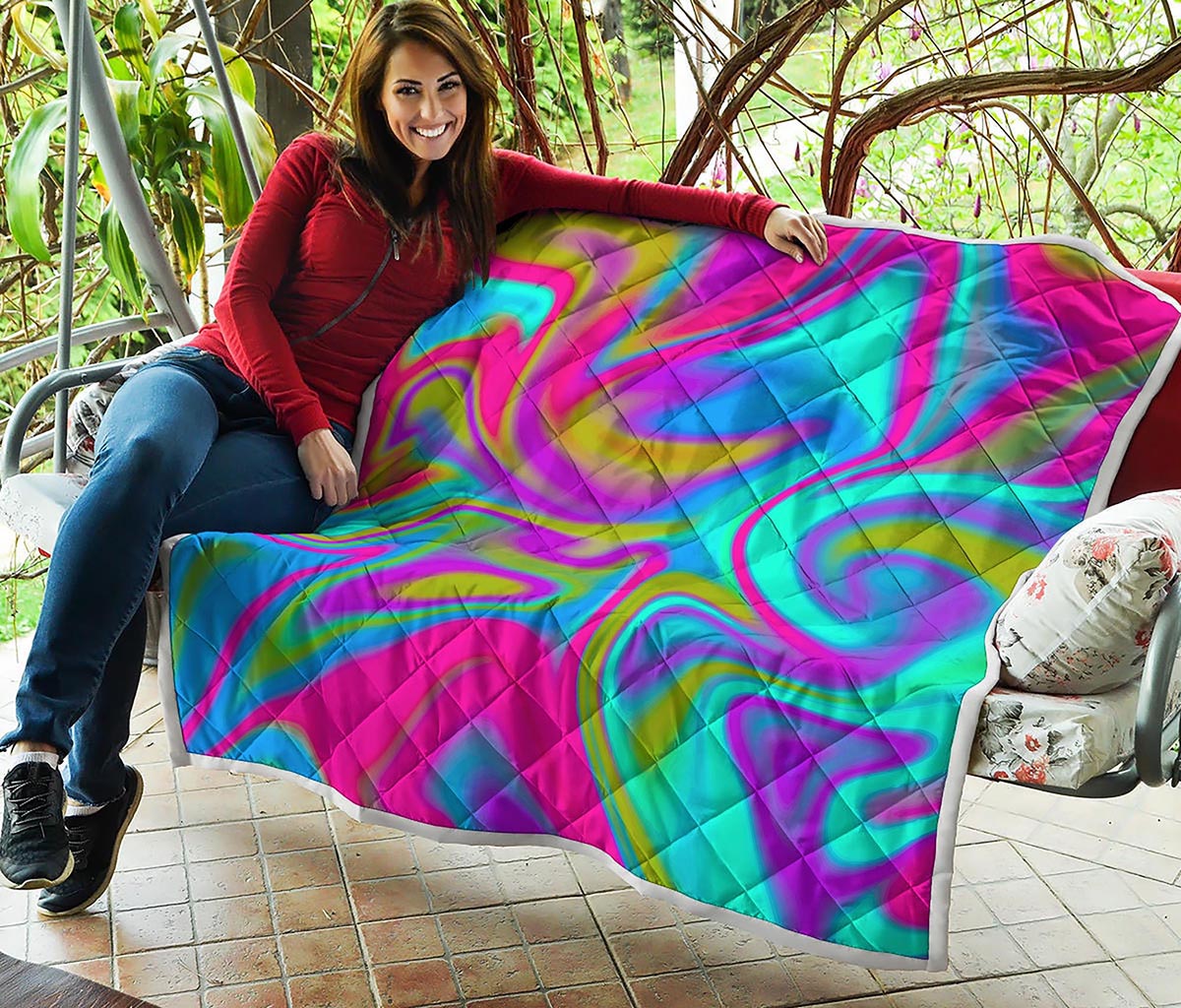 Neon Psychedelic Trippy Print Quilt