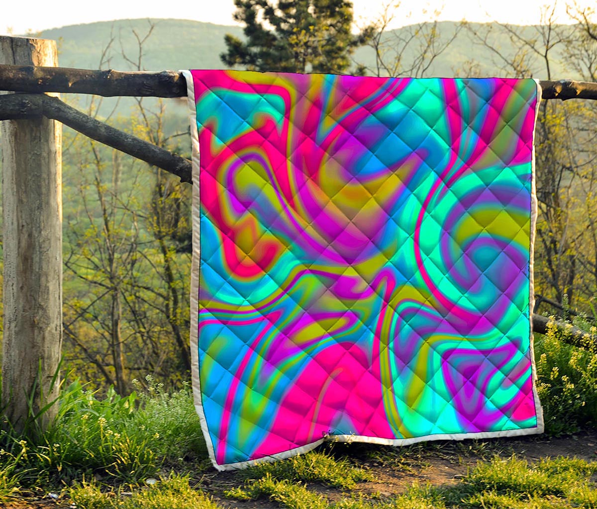 Neon Psychedelic Trippy Print Quilt