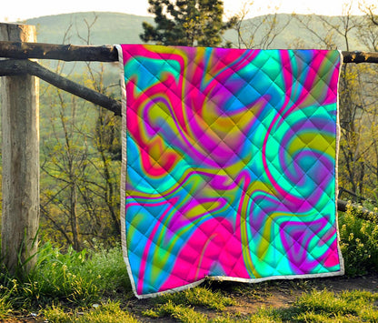 Neon Psychedelic Trippy Print Quilt