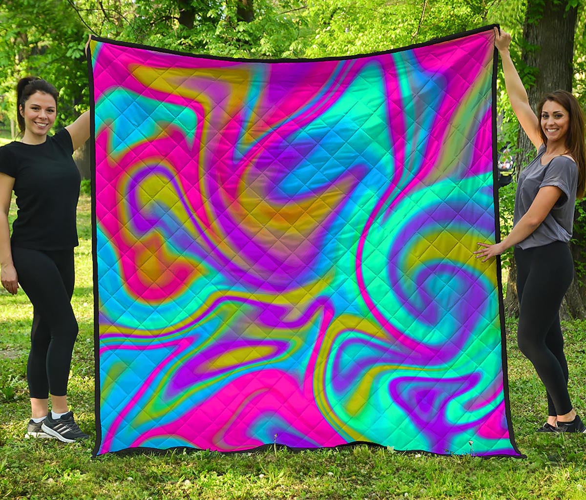 Neon Psychedelic Trippy Print Quilt