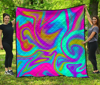 Neon Psychedelic Trippy Print Quilt