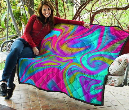 Neon Psychedelic Trippy Print Quilt