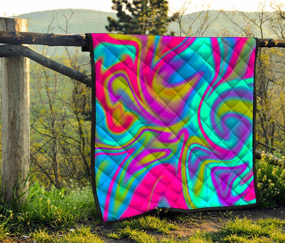 Neon Psychedelic Trippy Print Quilt