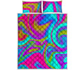 Neon Psychedelic Trippy Print Quilt Bed Set