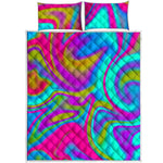 Neon Psychedelic Trippy Print Quilt Bed Set