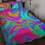Neon Psychedelic Trippy Print Quilt Bed Set