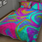Neon Psychedelic Trippy Print Quilt Bed Set