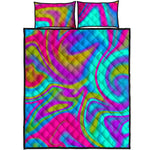 Neon Psychedelic Trippy Print Quilt Bed Set