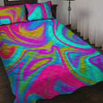 Neon Psychedelic Trippy Print Quilt Bed Set