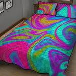 Neon Psychedelic Trippy Print Quilt Bed Set