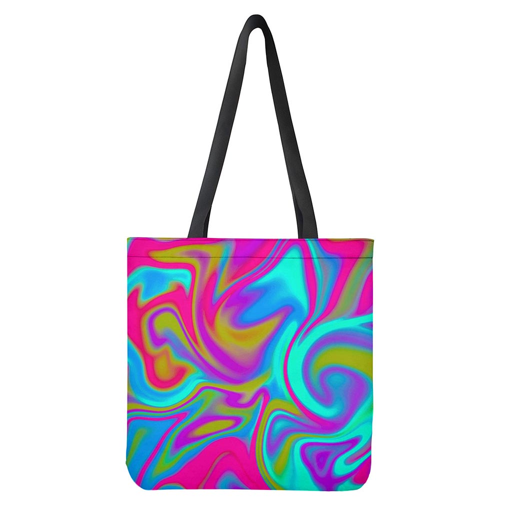Neon Psychedelic Trippy Print Tote Bag