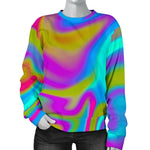 Neon Psychedelic Trippy Print Women's Crewneck Sweatshirt GearFrost