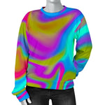 Neon Psychedelic Trippy Print Women's Crewneck Sweatshirt GearFrost