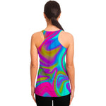 Neon Psychedelic Trippy Print Women's Racerback Tank Top