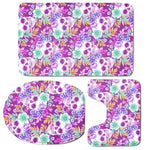 Neon Skull Floral Pattern Print 3 Piece Bath Mat Set