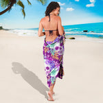 Neon Skull Floral Pattern Print Beach Sarong Wrap