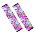 Neon Skull Floral Pattern Print Car Seat Belt Covers