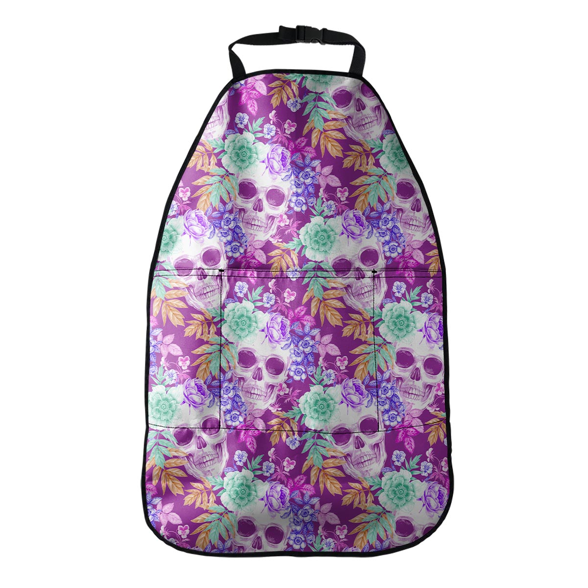 Neon Skull Floral Pattern Print Car Seat Organizers