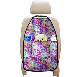 Neon Skull Floral Pattern Print Car Seat Organizers