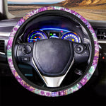 Neon Skull Floral Pattern Print Car Steering Wheel Cover