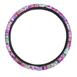 Neon Skull Floral Pattern Print Car Steering Wheel Cover