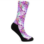 Neon Skull Floral Pattern Print Crew Socks