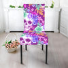 Neon Skull Floral Pattern Print Dining Chair Slipcover