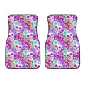 Neon Skull Floral Pattern Print Front Car Floor Mats