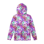 Neon Skull Floral Pattern Print Pullover Hoodie