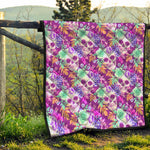 Neon Skull Floral Pattern Print Quilt
