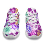 Neon Skull Floral Pattern Print Sport Shoes GearFrost