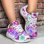 Neon Skull Floral Pattern Print Sport Shoes GearFrost