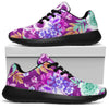 Neon Skull Floral Pattern Print Sport Shoes GearFrost