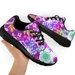 Neon Skull Floral Pattern Print Sport Shoes GearFrost