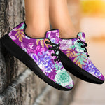 Neon Skull Floral Pattern Print Sport Shoes GearFrost