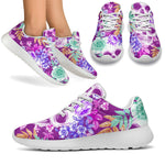 Neon Skull Floral Pattern Print Sport Shoes GearFrost