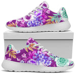 Neon Skull Floral Pattern Print Sport Shoes GearFrost