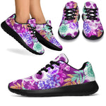 Neon Skull Floral Pattern Print Sport Shoes GearFrost