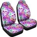 Neon Skull Floral Pattern Print Universal Fit Car Seat Covers