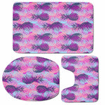 Neon Trippy Pineapple Pattern Print 3 Piece Bath Mat Set