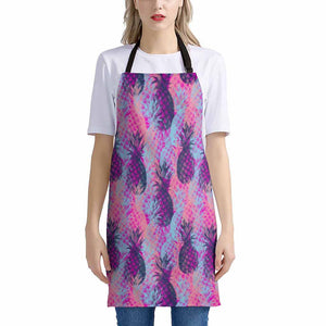 Neon Trippy Pineapple Pattern Print Apron