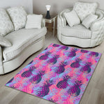 Neon Trippy Pineapple Pattern Print Area Rug GearFrost