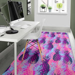 Neon Trippy Pineapple Pattern Print Area Rug GearFrost