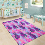 Neon Trippy Pineapple Pattern Print Area Rug GearFrost