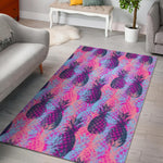 Neon Trippy Pineapple Pattern Print Area Rug GearFrost