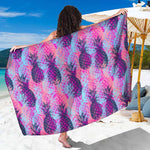 Neon Trippy Pineapple Pattern Print Beach Sarong Wrap