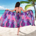 Neon Trippy Pineapple Pattern Print Beach Sarong Wrap