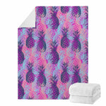 Neon Trippy Pineapple Pattern Print Blanket