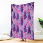 Neon Trippy Pineapple Pattern Print Blanket